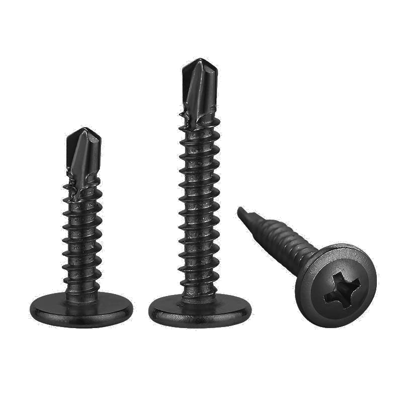 (200 pcs) Wensilon #10×1-1/4” for Sheet Metal Self-Tapping Screws 410 Black Stainless Steel Truss Head High-Strength Quick Tapping