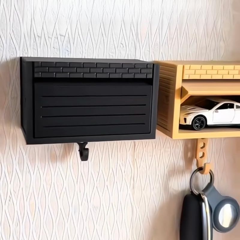 Wall-Mounted Car Display Key Holder, Decorative Garage Model Design, Multiple Colors(No Car) (Stripe-Red(No Car))