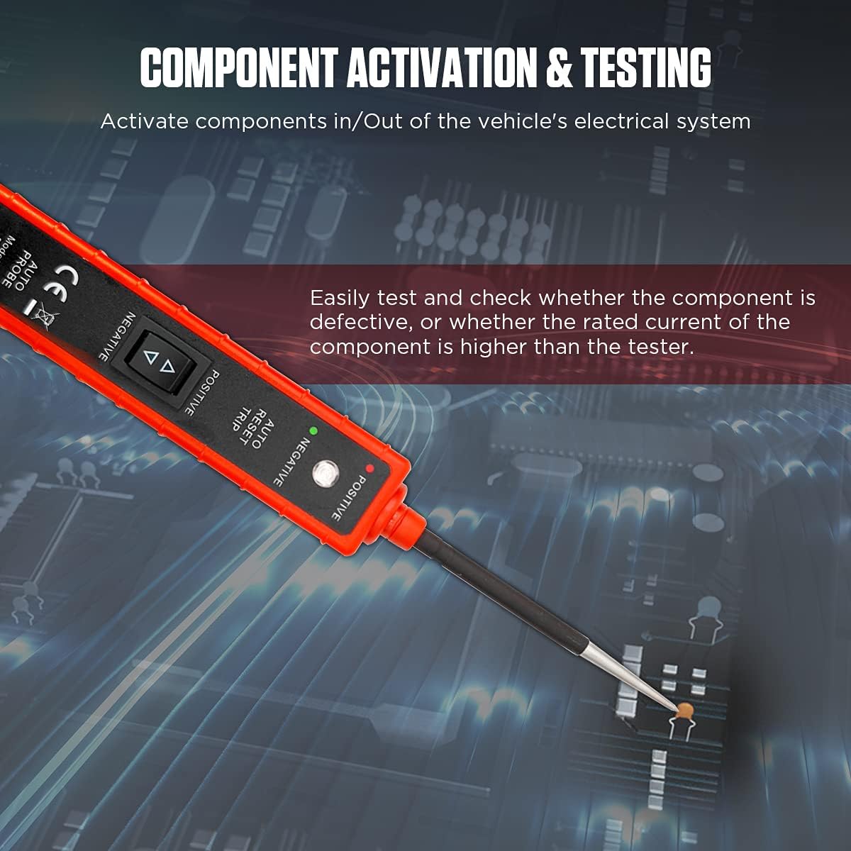 CMTOOL Power Circuit Probe Tester 6V-24V DC Test Light, Automotive Circuit Tester Car Short Finder, Component Activation, Polarity Identify, Overload Protection