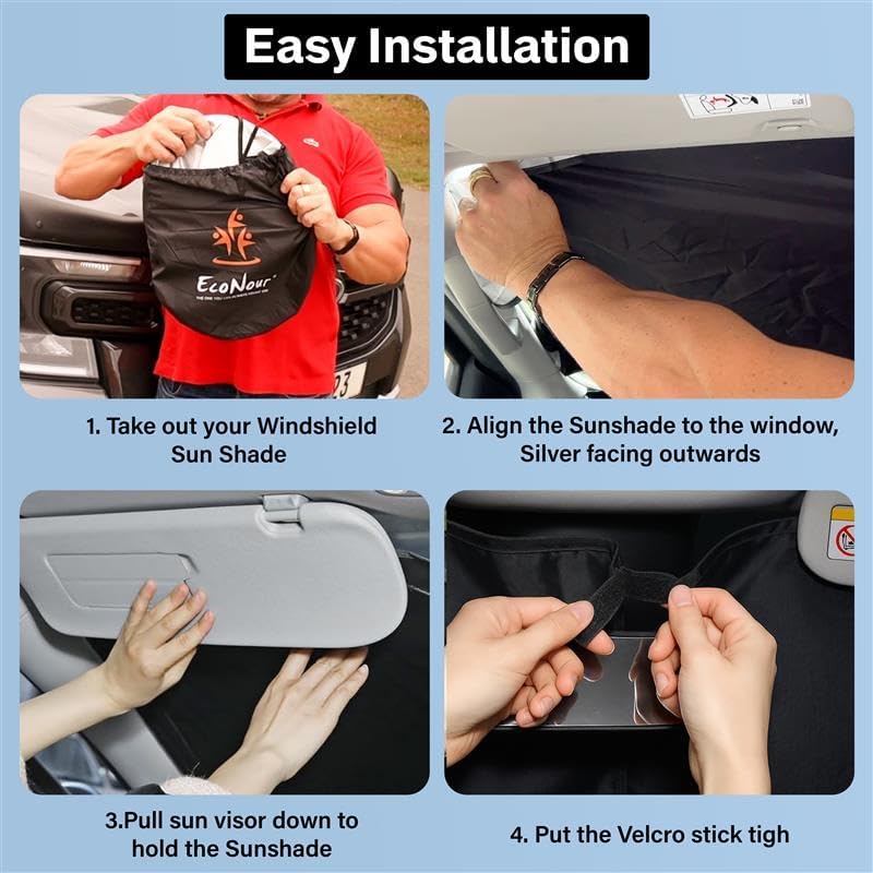 for Ford Escape Windshield Sunshade 2020-2024 2025 EcoNour Sunshade-240T Polyester Material Cars Sun Visor Reflector Blocks UV Rays - Foldable Sunshade Interior Protection Ford Escape Accessories