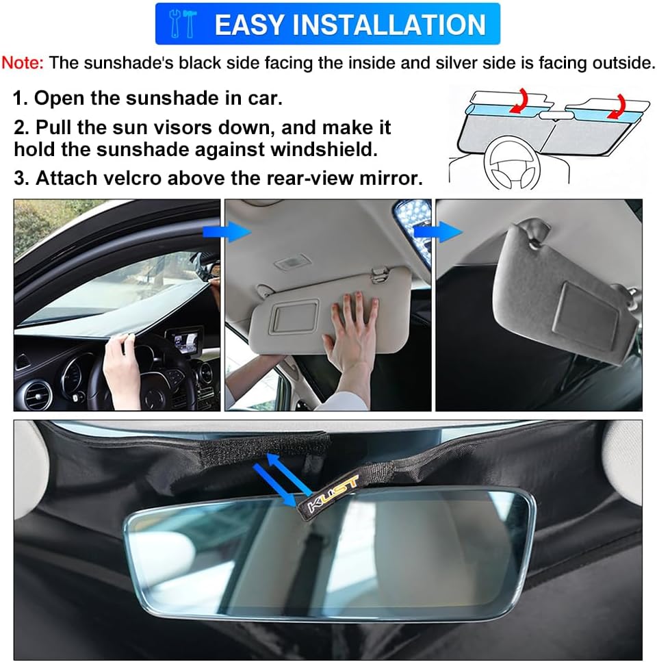 KUST Windshield Sun Shade for 2019-2025 2026 Audi Q3 Accessories Custom Fit Sunshade Window Shade Sun Visor Protector Foldable Blocks UV Rays Keep Your Car Cooler