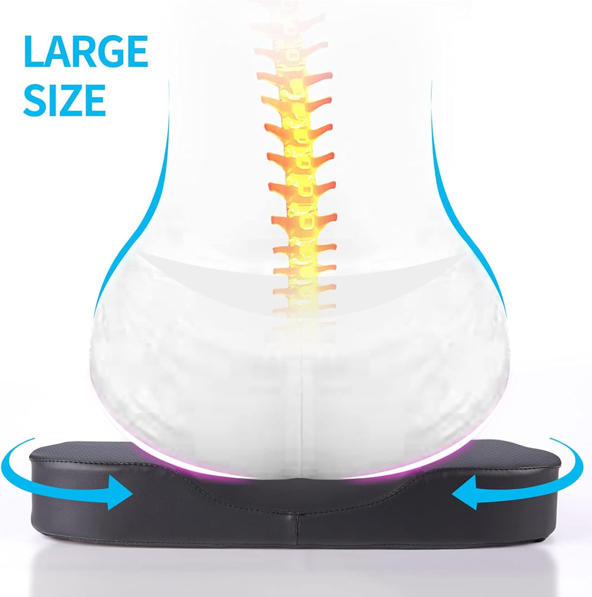 Car Seat Cushion - Comfort Memory Foam Seat Cushion for Car Seat Driver, Tailbone (Coccyx) Pain Relief Pad, Car Seat Cushions for Driving, Office Chair Cushion (Black)