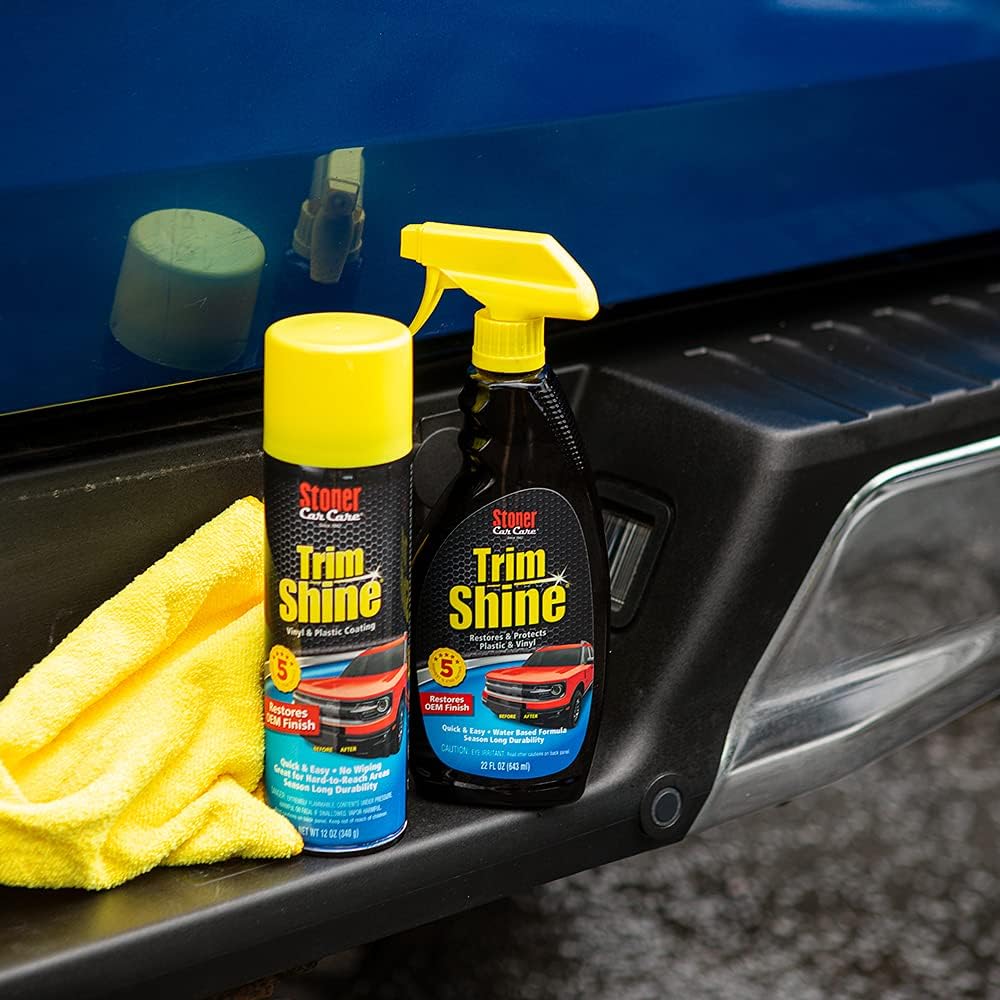 Stoner Car Care 91034 Trim Shine – Vinyl and Plastic Protectant Coating for Interior & Exterior Car Detailing – Restores OEM Color, Adds Shine, UV & Water Protection – Non-Greasy, Fast-Drying – 12 Oz