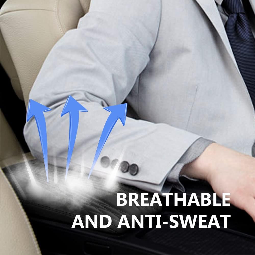 2025 Upgrade Universal Style Memory Cotton Car Armrest Box Pad,New Leather Car Armrest Box Pad Car Center Console Cover Pad,Vehicle Seat Box Cushion Protector for SUV Truck (Coffee, Angle Pattern)