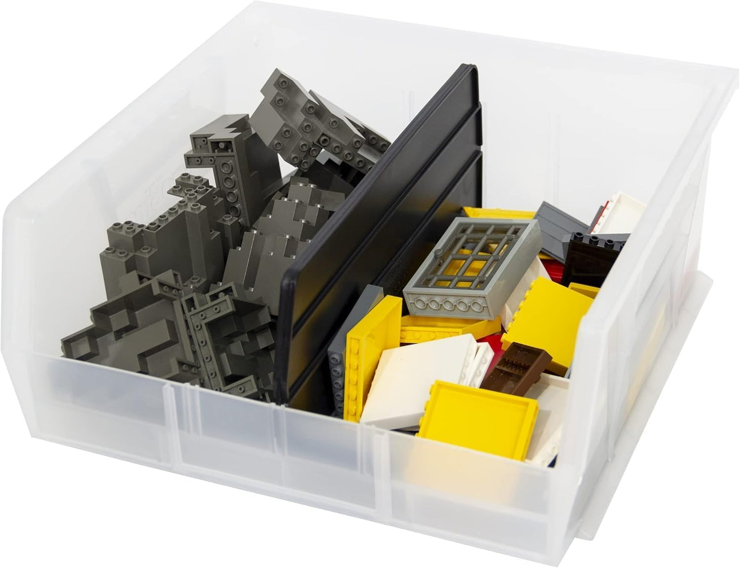 Akro-Mils 30235 AkroBins Plastic Storage Bins, Space-Saving Stackable Bins for Garage, Pantry, Craft Organization, 11-" x 11-" x 5-", Clear, 6-Pack