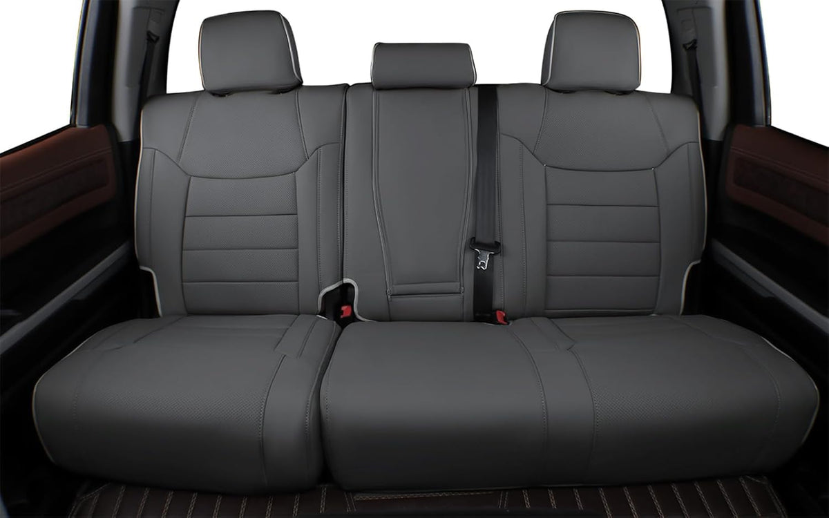 EKR Custom Fit Tacoma Car Seat Covers for Select Toyota Tacoma 2016 2017 2018 2019 2020 2021 2022 2023 Access Cab -Full Set,Leather(Gray)