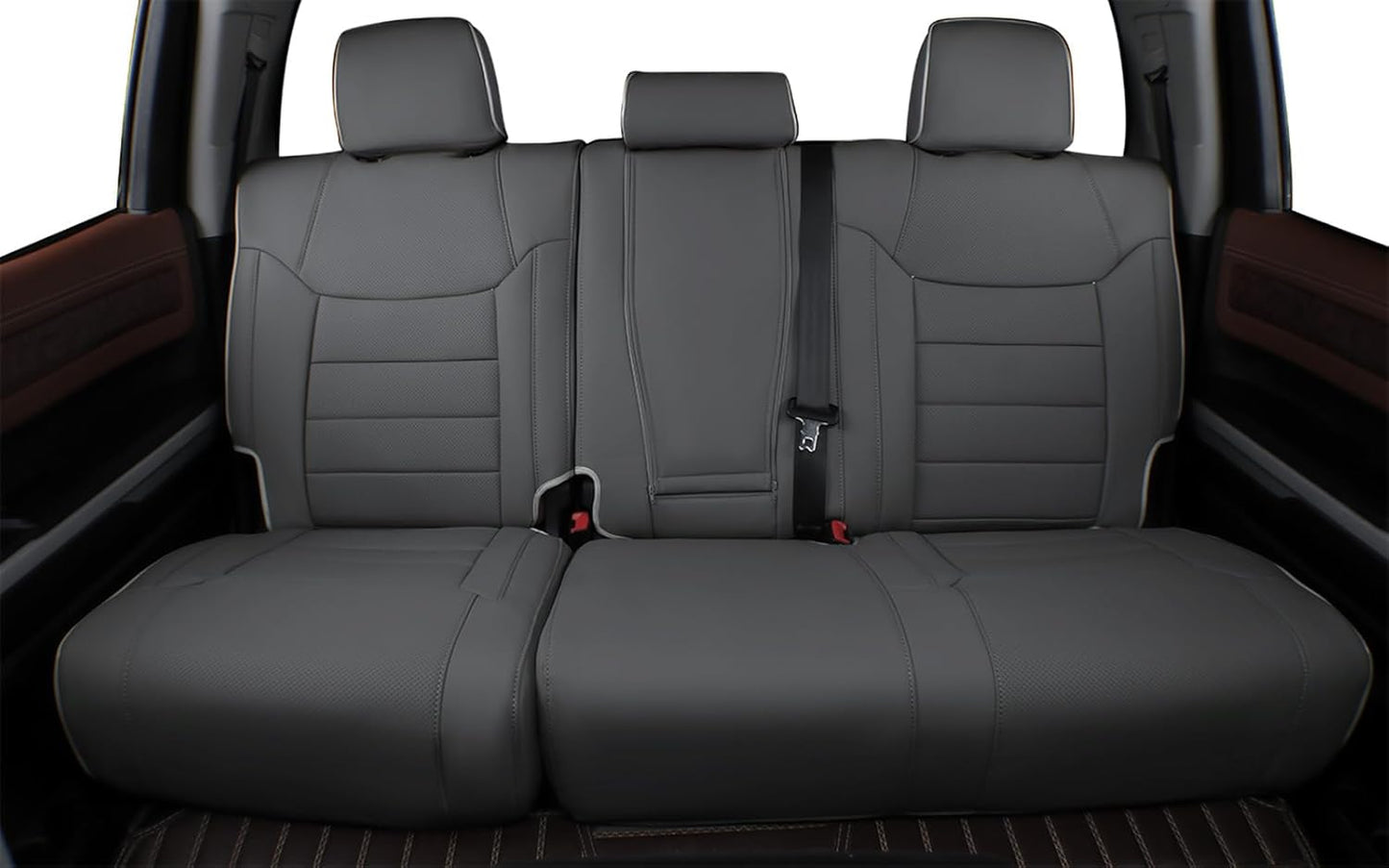 EKR Custom Fit Tacoma Car Seat Covers for Select Toyota Tacoma 2016 2017 2018 2019 2020 2021 2022 2023 Double Cab/Crew Cab -Full Set,Leather(Gray)
