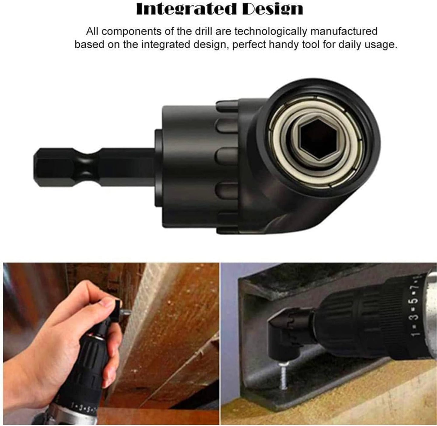 Impact Grade Socket Adapter Set - 3 Pcs Extension Drill Bit Socket Wrench Adapter for Impact Driver 1/4 3/8 1/2" Drive, 105 Degree Right Angle Drill Attachment for Household Workplace Industry