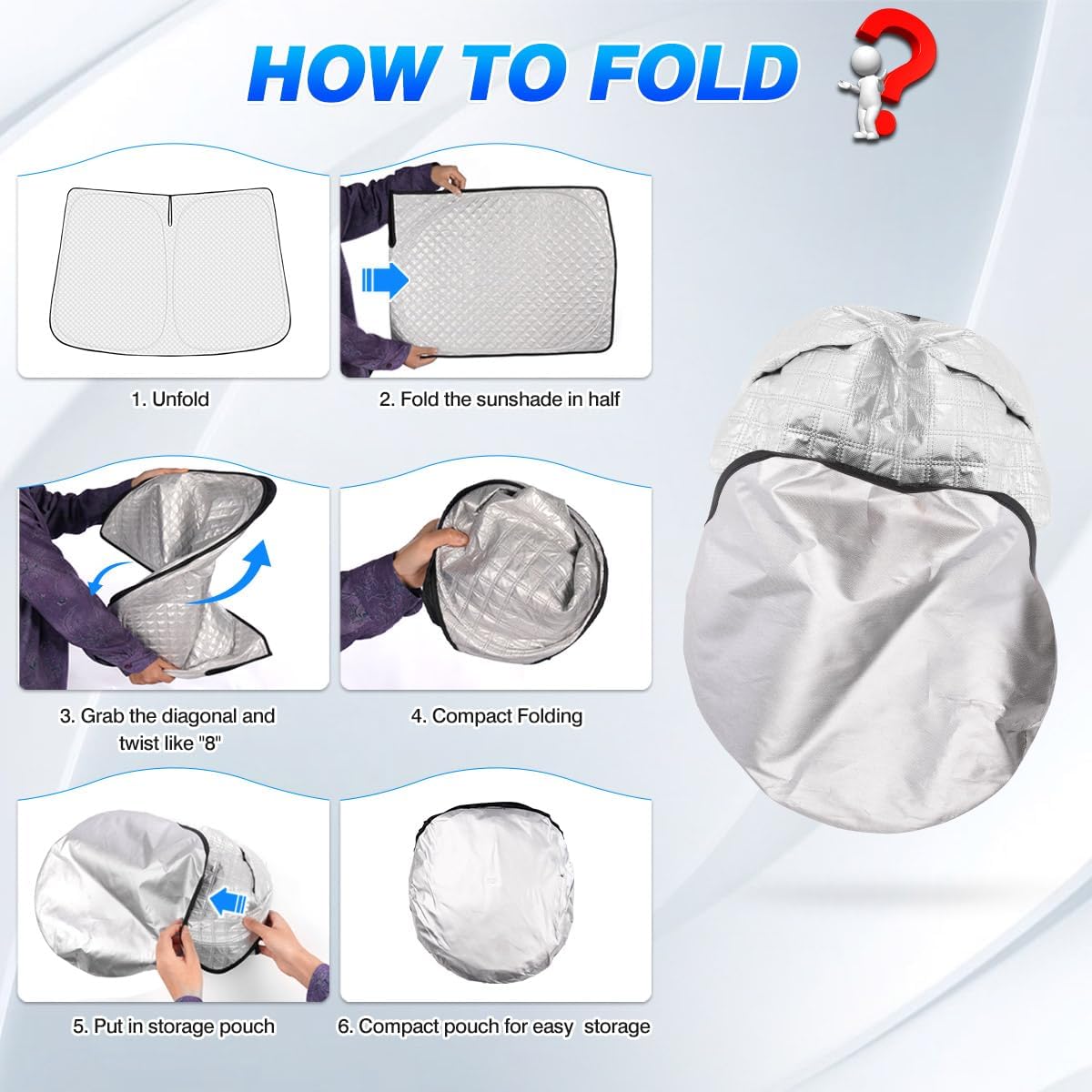 Windshield Sun Shade for 2023-2025 2026 Honda Accord Accessories Thicken 6-Layer Front Window Sunshade Cover Sun Visor Protector Foldable Block UV Rays Keep Vehicle Cool