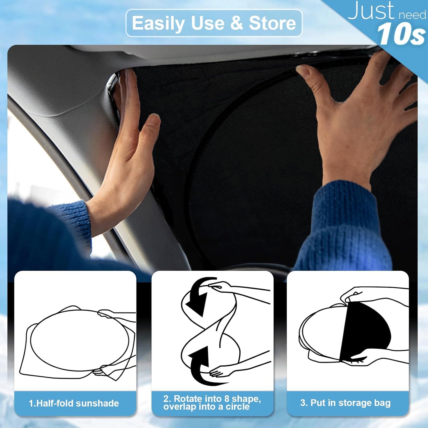 Custom Fit Rogue Sport Windshield Sunshade for 2017-2024 Nissan Rogue Sport Accessories (Not for Rogue) Front Window Car Sun Shades Shield Cover for Windshield Sun Visor Protector Blocks UV Rays