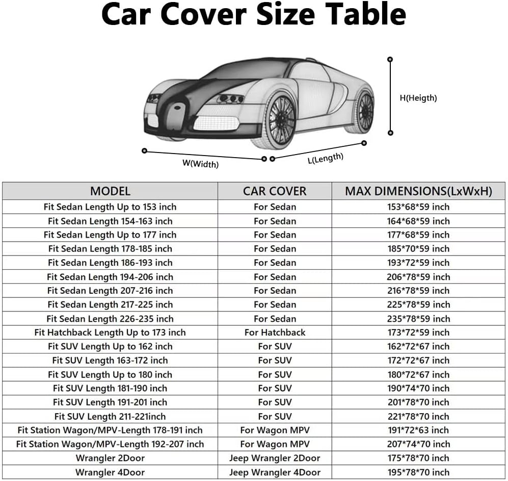 MORNYRAY Waterproof Car Cover All Weather Snowproof UV Protection Windproof Outdoor Full Truck Cover, Universal Fit for (All Black, Fit Truck Length Up to 210 inch)