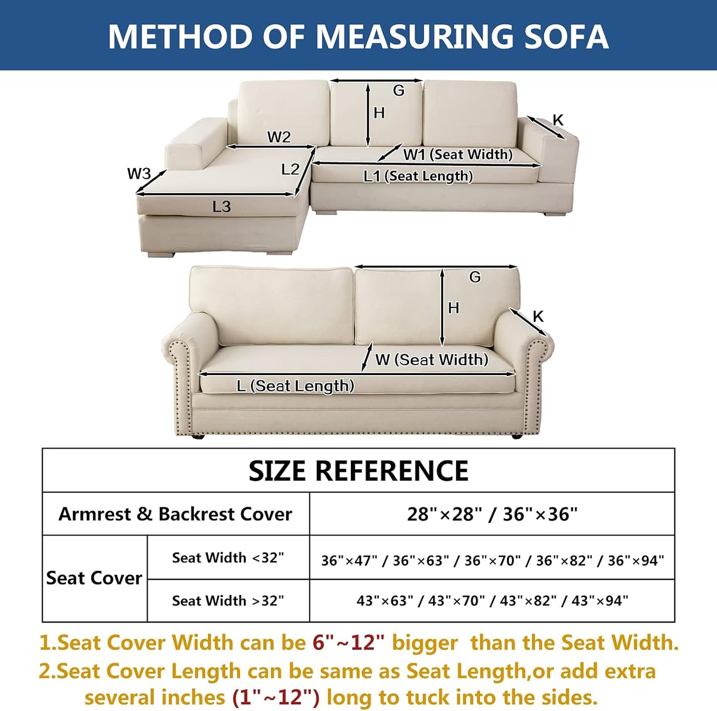 Eismodra Couch Cover,Sectional Couch Covers,Sofa Covers for 3 Cushion Couch,Anti-Slip Sofa Slipcovers for Dogs Cats Kids Loveseat Recliner L Shaped Armrest Backrest,White 36''x82''(Only 1 Piece)