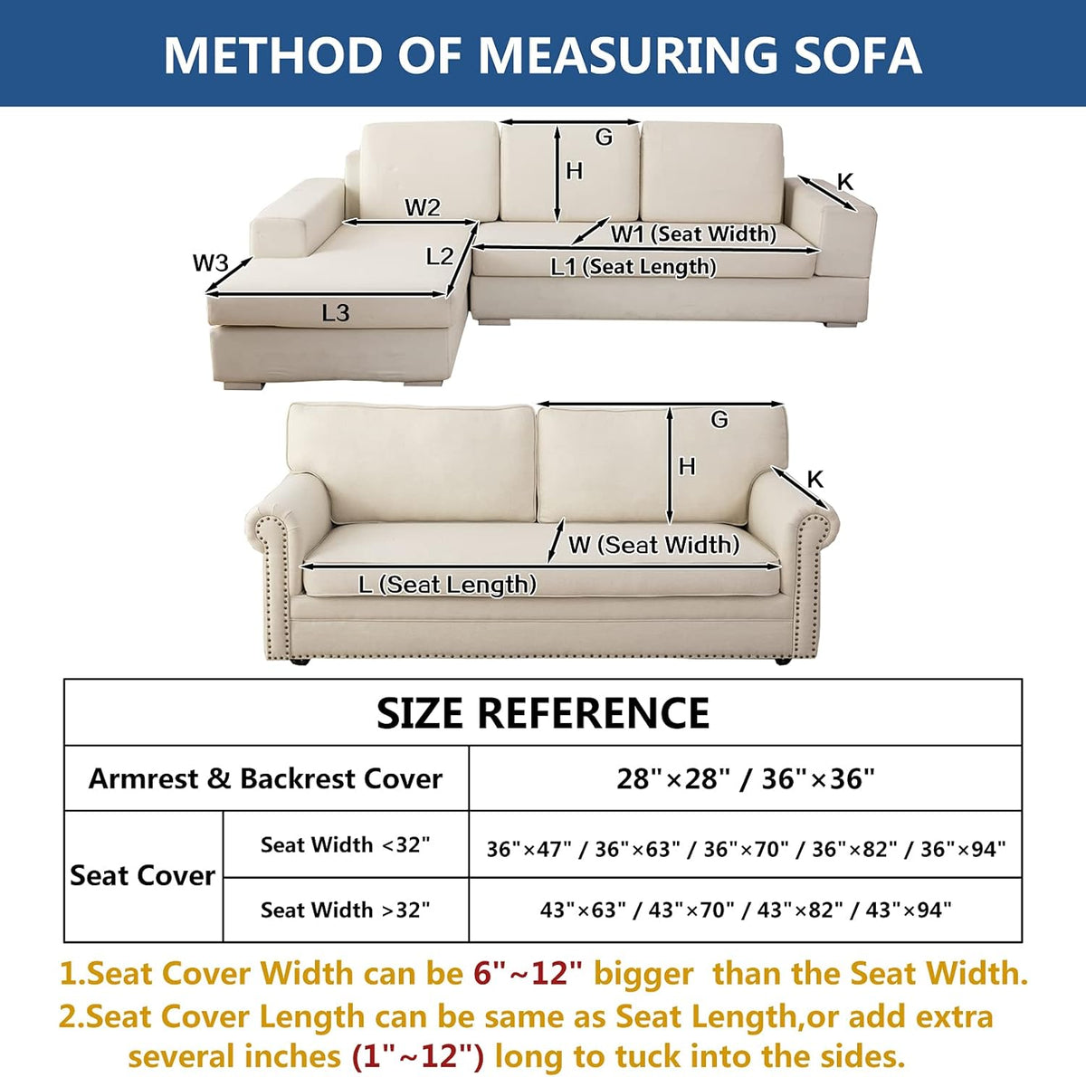 Eismodra Couch Cover,Sectional Couch Covers,Sofa Covers for 3 Cushion Couch,Anti-Slip Sofa Slipcovers for Dogs Cats Kids Loveseat Recliner L Shaped Armrest Backrest,Blue 36''x47''(Only 1 Piece)