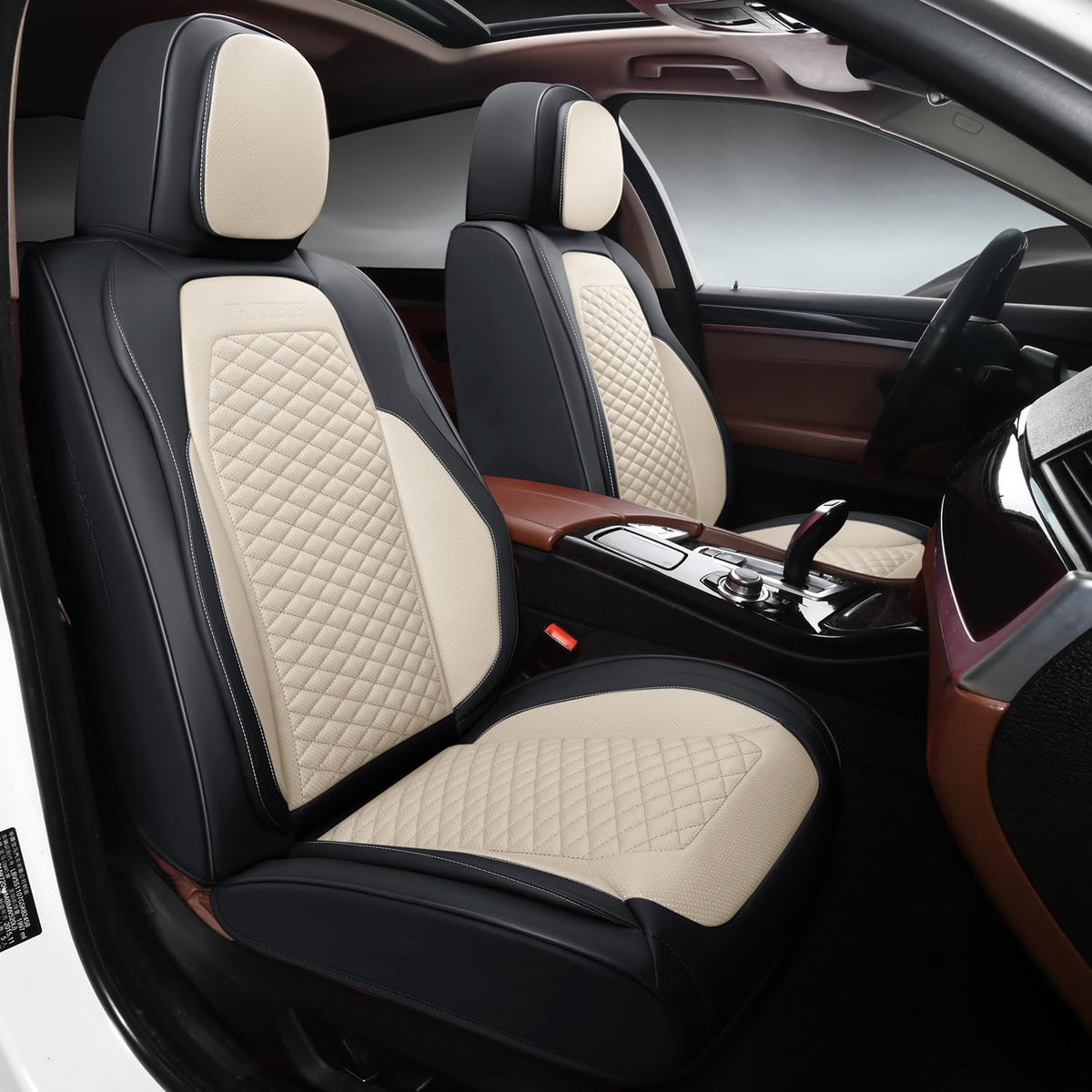 Seat Covers for Cars Full Set, Leather Seat Covers 2 Pack, Breathable Leather Materials, Suitable for SUV/Truck/Sedan/Automotive (White, 2 Piece)