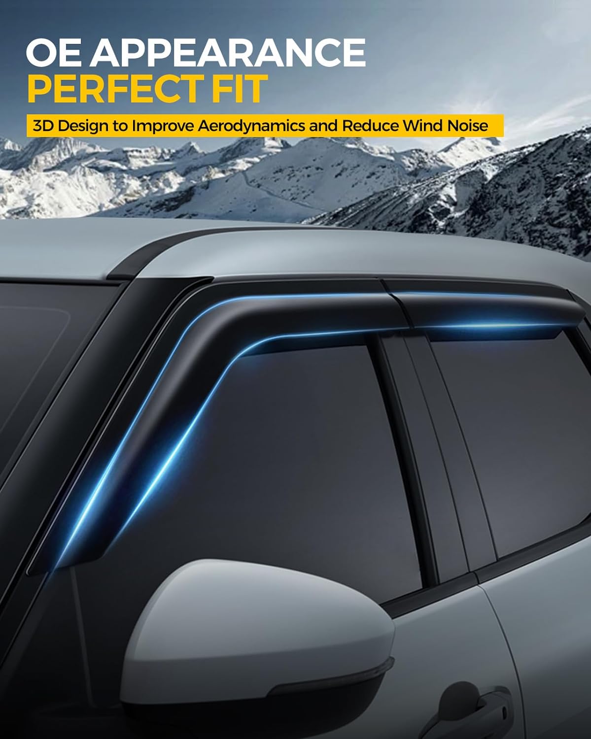 Rain Guards for Car Windows, Tape-On Window Visors Rain Guards Fit for 2018-2023 Traverse, Window Deflectors, Vent Visors for Chevy Car Accessories, 4 Pieces