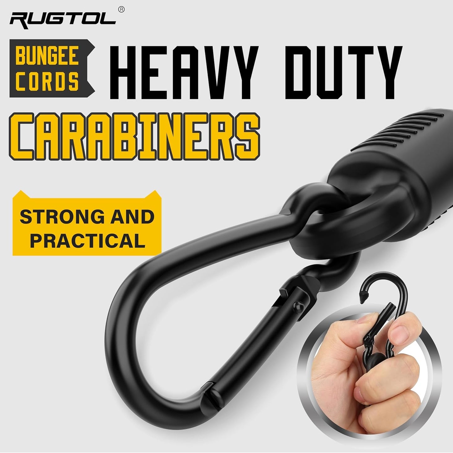 Bungee Cords with Hooks, 48 Inch Adjustable Blue Bungee Cords with Carabiner Heavy Duty Outdoor, 8mm Thick Easy to Adjust Bungee Rope UV Resistant for Truck Bed, Bike Rack, Trash Can, Moving, 6 Pack