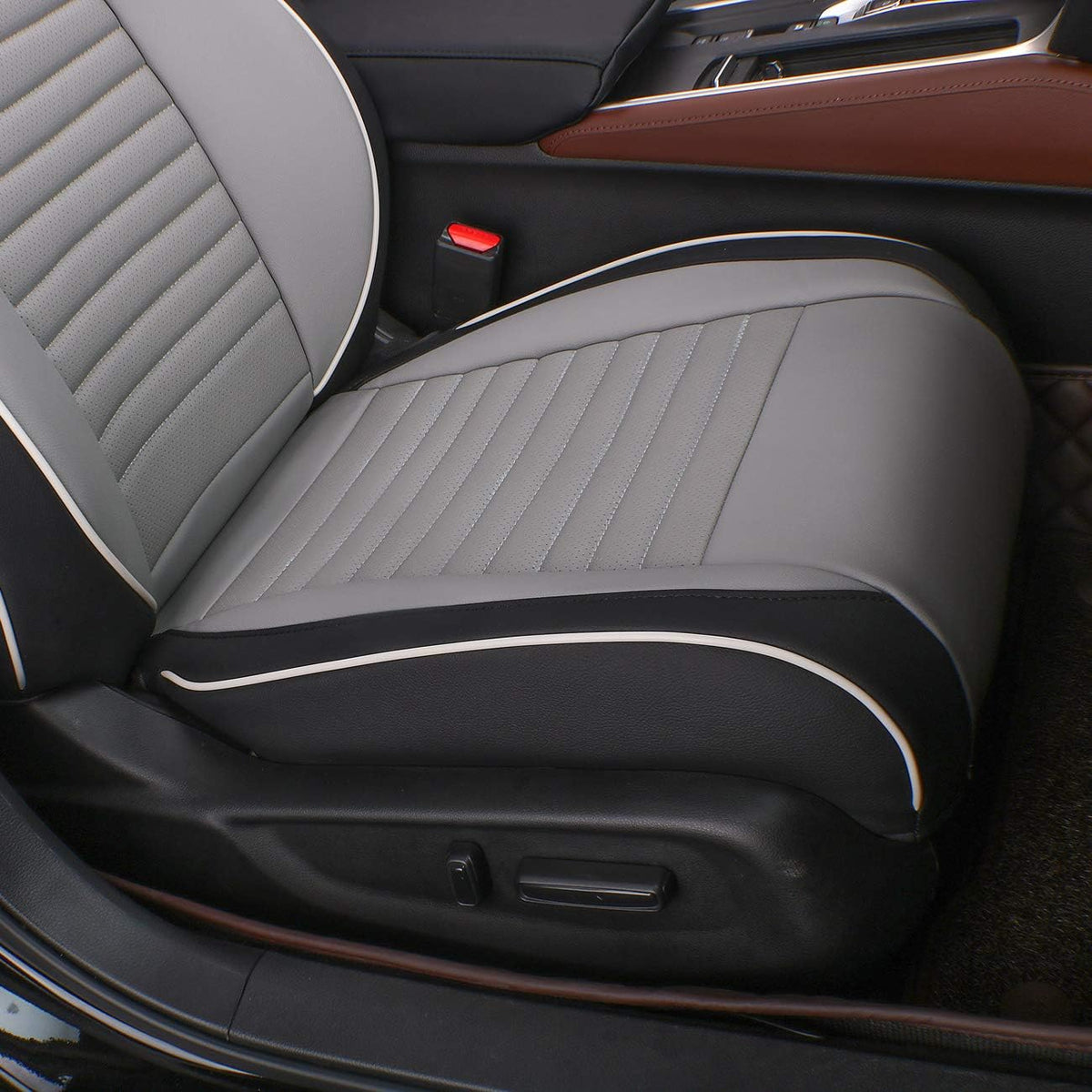 EKR Accord Car Seat Covers for Cars Honda Accord EX,EX-L,Sport,Sport SE,Touring 2017,Rear Row W/Split,Car Seat Covers Full Set,Leather Seat Covers Front Seats & Back-Leather(Black/Gray)