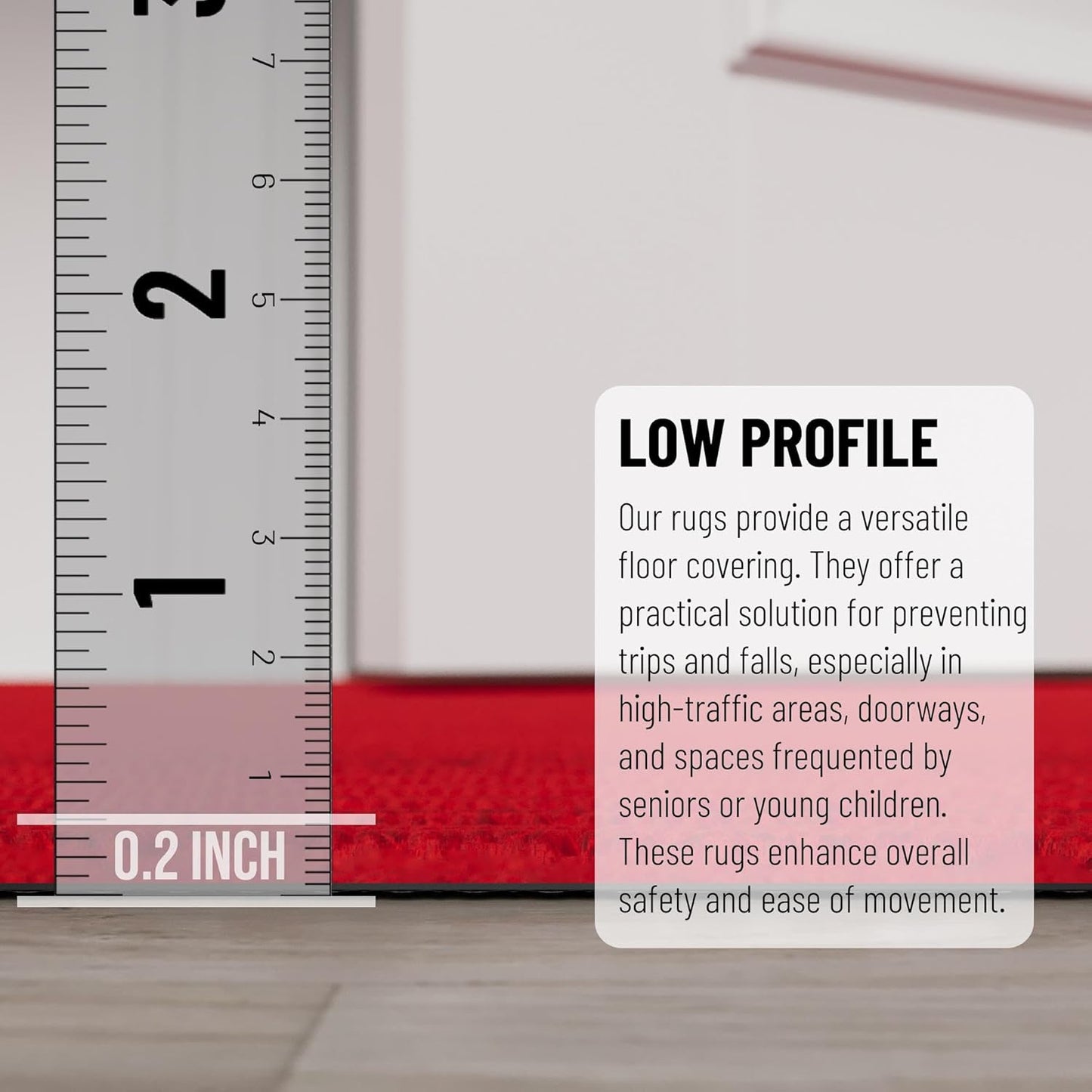 Ottomanson 2' x 18' Hallway Runner with Scraper Pile - Extra Durable Non-Slip Rug Mat for Indoor & Outdoor Use - Ideal for Kitchen, Entryway, Patio & Garage - High-Traffic Carpet, Red