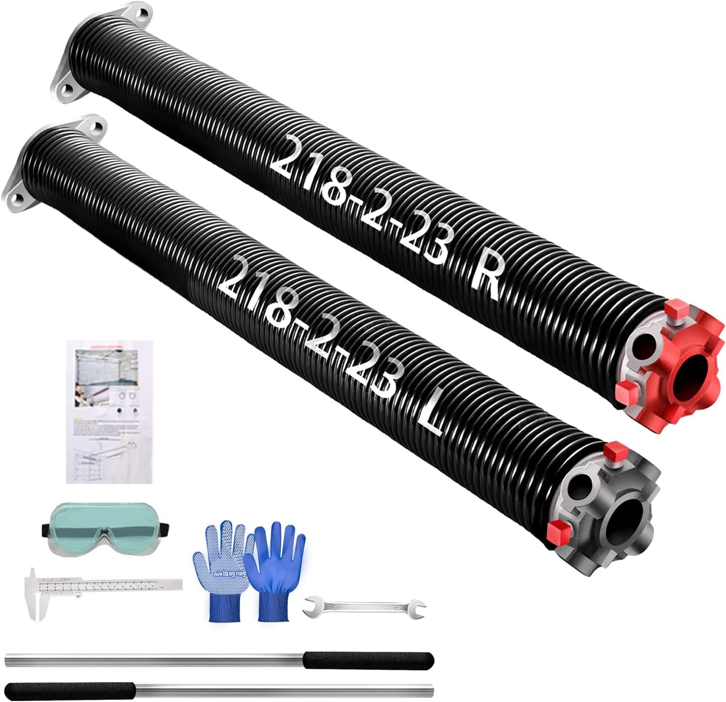 2" Garage Door Spring, Garage Door Spring Replacement,Torsion Springs for Garage Door Set Includes Left Right Door Springs Pair, with Non-Slip Winding Rods for DIY Replacement (0.250x2''x35'')
