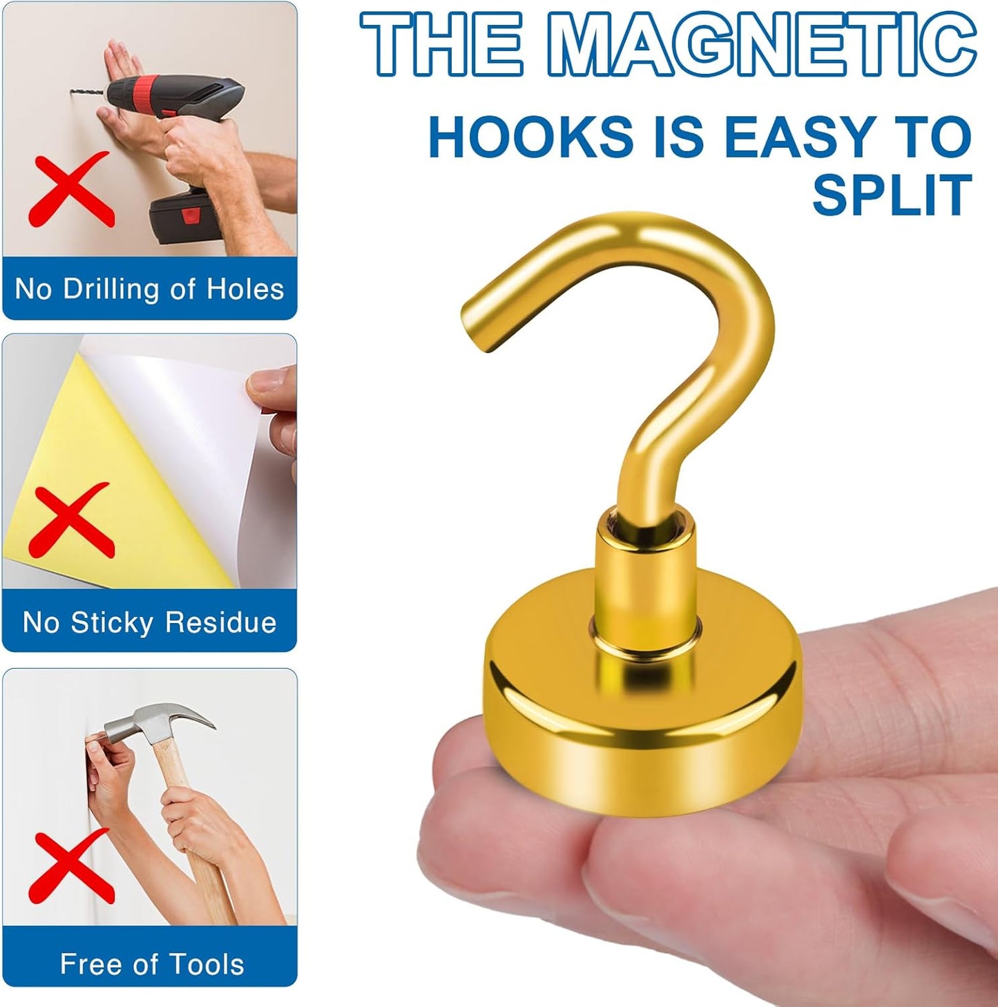 LOVIMAG Cruise Must Haves, 80Lb Magnet Hooks, Cruise Magnets for Door, Yellow Cruise Door Magnets, Magnetic Hooks for Hanging-6Pack