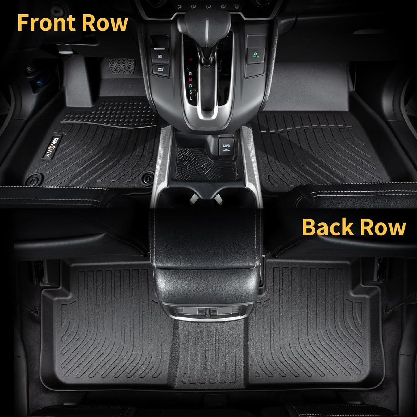 GINOWY- Floor Mats Cargo Liner Set for Honda HRV 2016-2022 FWD Models, TPE Rubber All Weather HR-V Car Mats Custom fit Anti-Slip Trunk Cargo Mat Waterproof HRV Mats Accessories Black