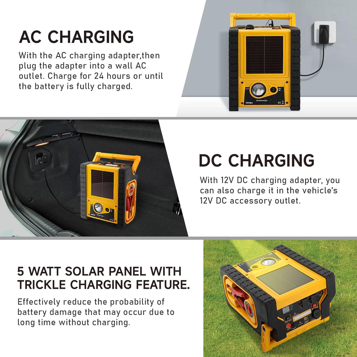 6-in-1 Car Battery Jump Starter with Air Compressor 2000A 260PSI 400W Inverter, Jump Starter Jump Box (All Gas 8.5L Diesel), Solar Portable Power Station,AC/DC/USB Ports and LED Lights