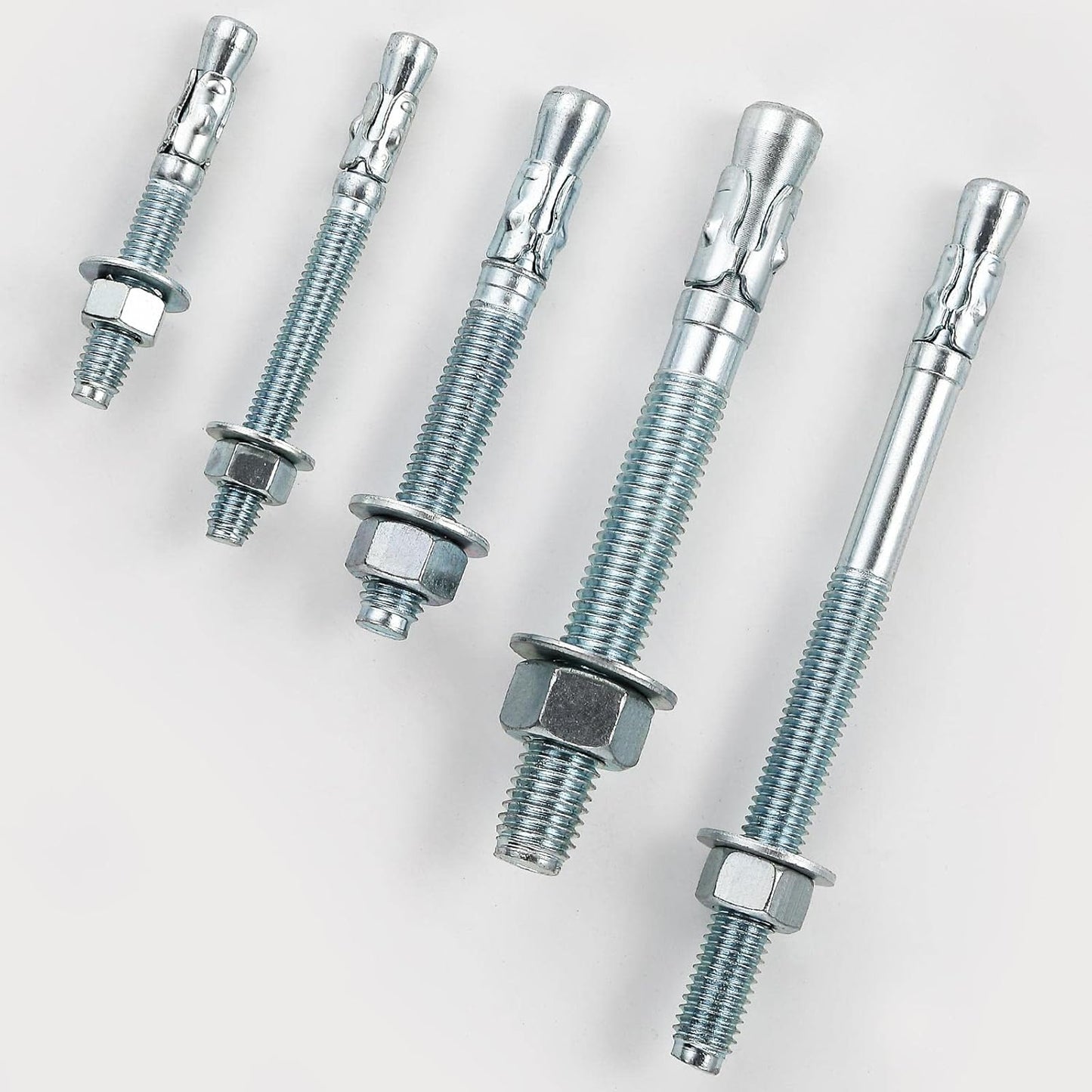 3/8x5 50Pcs Inch Standard Fasteners for Heavy-Duty Zinc Wedge Anchors for Cement and Concrete