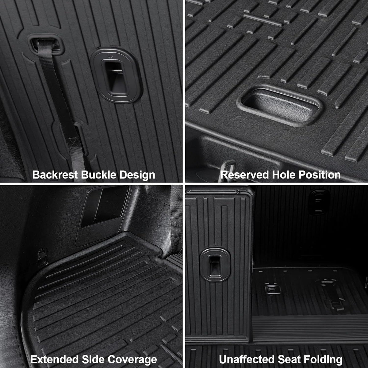 Floor Mats for Kia Telluride 2020-2024 2025 7-seat/8-seat Trunk Mat with Backrest Mat, All Weather TPE Cargo Liner Back Seat Cover Protector for 2025 Kia Telluride Car Accessories