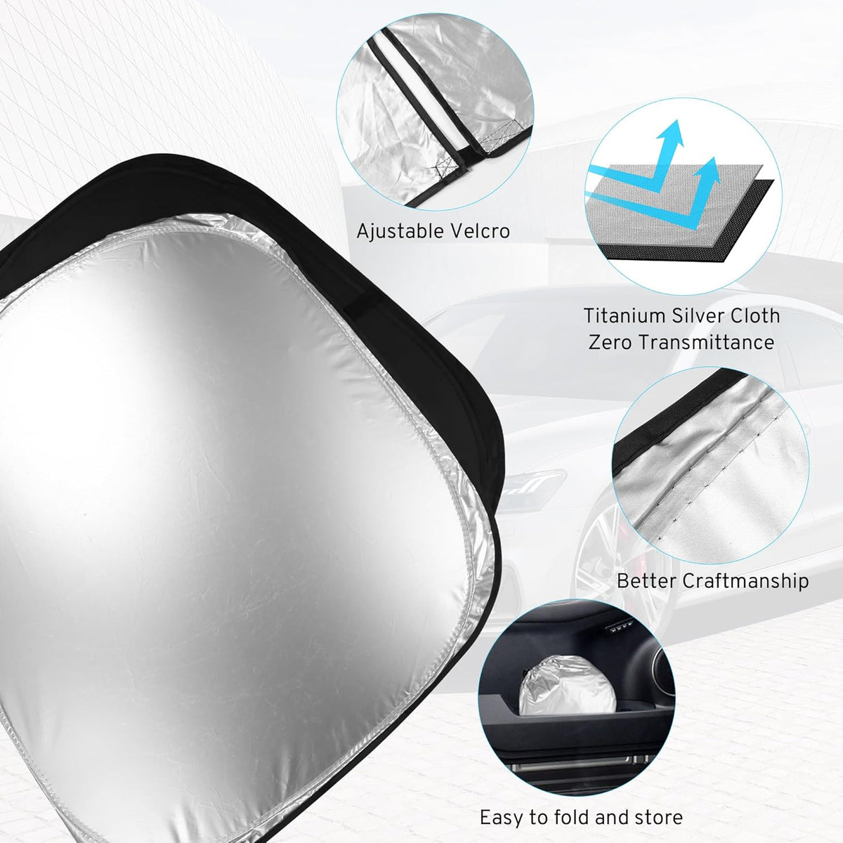 Car Windshield Sun Shade Sunshade Compatible with Genesis GV80 2025 2024-2021 Accessories, Foldable Car Front Window Sun Shield Visor