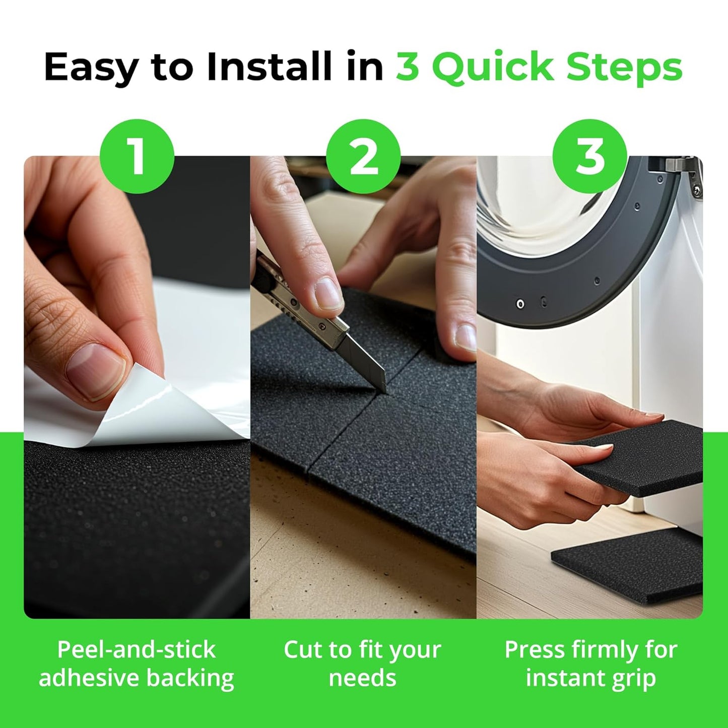 XCEL 4 Pack 12" x 12" x 1/4" Self Stick Foam Rubber Pads with Adhesive Versatile Adhesive Foam Rubber Pads Sheets for Appliances and Furniture, Neoprene Foam Pads Adhesive