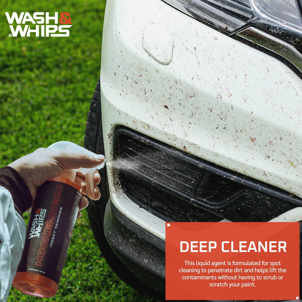 WASH&WHIPS Hockenheim Insect Remover - for Droppings & Grease for Car Detailing, RVs, Trailers, Airplanes Professional Strength Dissolves without Scratching, 16 fl oz (2pk)