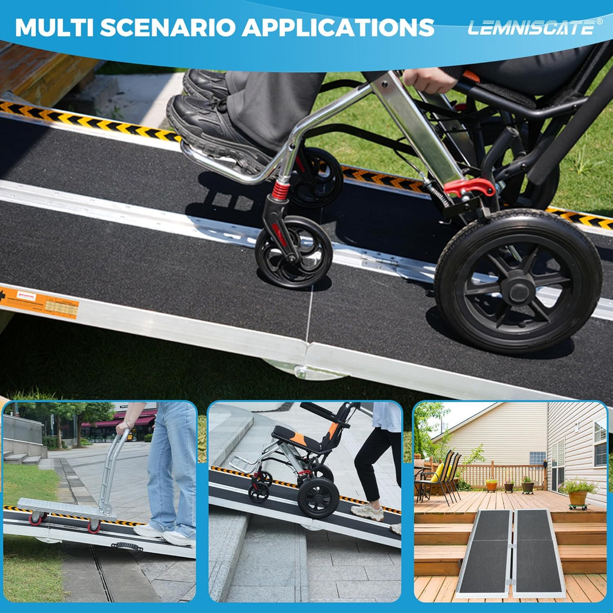 LEMNISCATE 10FT Wheelchair Ramp for Home Steps, 120" Lx29.2 W, Non-Skid Portable Handicap Ramps for Wheelchairs for Home Entry, Doorways, Shed, Stairs, Curbs, Walkers, Scooter, 800LBS Capacity