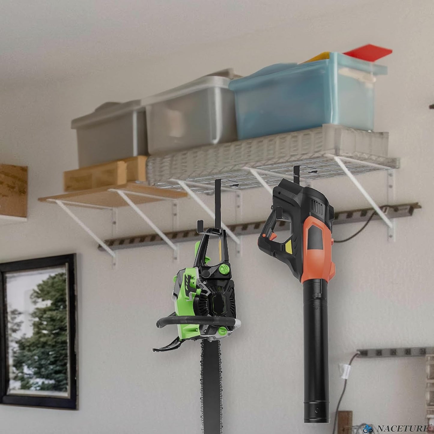 Bike Hooks for Garage Ceiling Mount Rack โ Heavy Duty 4X8 Overhead Garage Storage Rack for Ceiling Hanging Bicycle Shelves, Add on Storage Flat Hooks Accessory and Wall Hanger (Z Style 4 Pack)