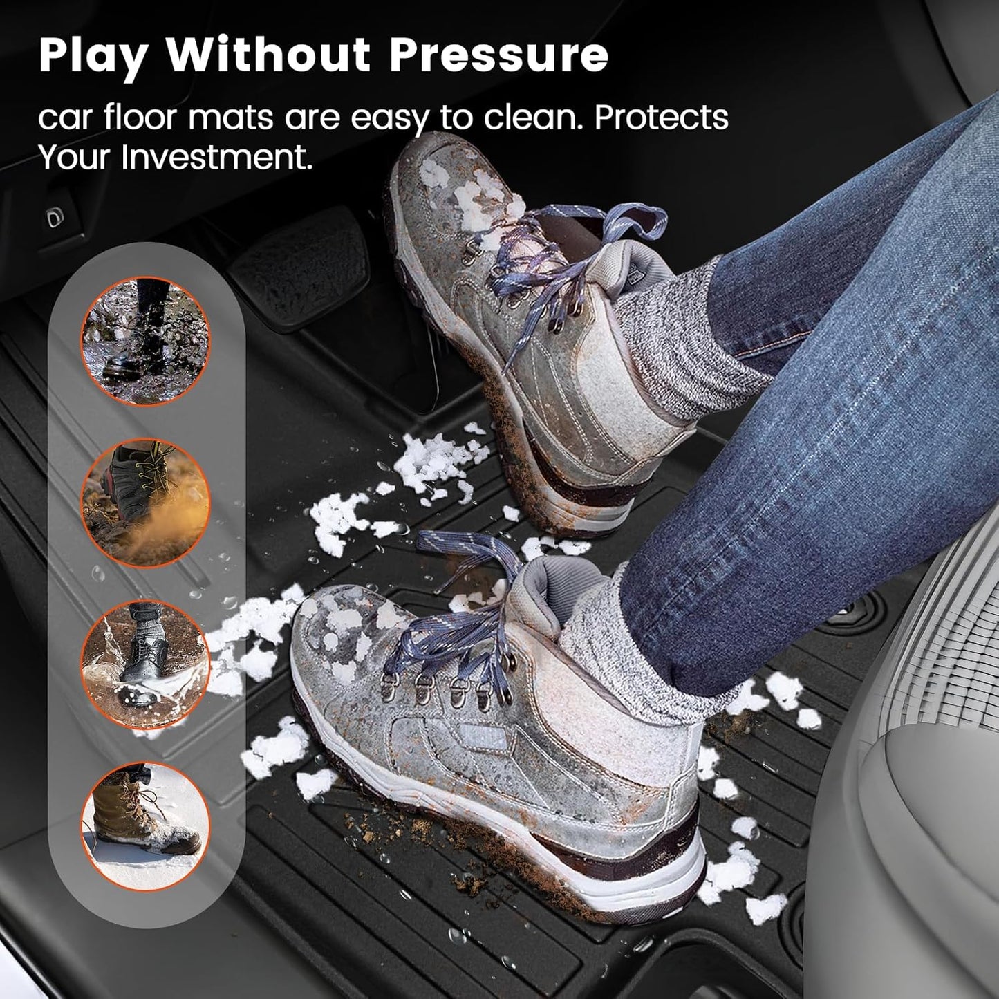KMF Custom Fit Floor Mats for Toyota 4Runner 2025 (NOT for Hybrid) Accessories, 5 Seats All Weather TPE Waterproof Car Floor Liners - Front & Rear 2 Row, Anti-Slip Deep Grooves 4Runner Car Mats