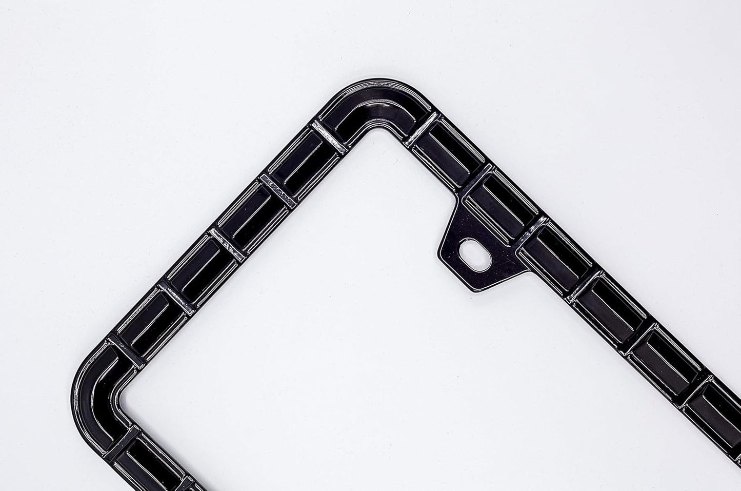 Creathome 3D Brilliance Black License Plate Frames, Pure Zinc Alloy Metal with Chain Patterned