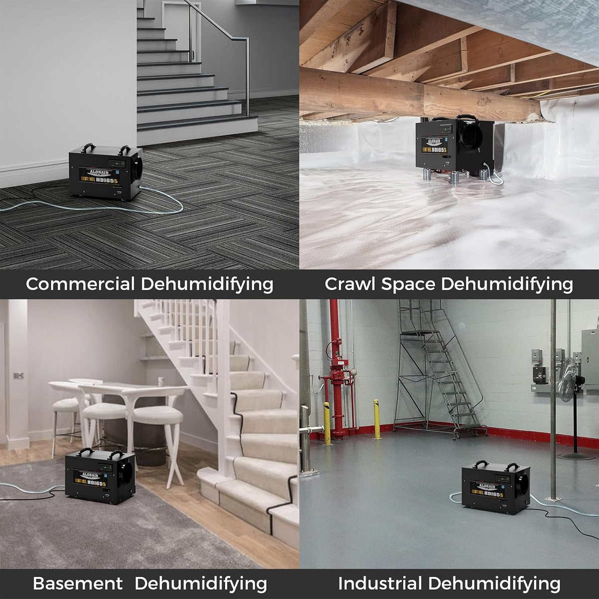 ALORAIR 120 PPD Commercial Dehumidifiers with Pump and Hose, Crawl Space Basement dehumidifier, Industry Water Damage Unit, Compact, Portable, Auto Defrost, Memory Starting