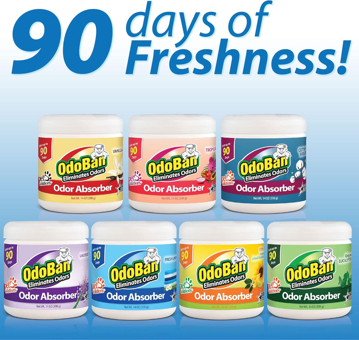 OdoBan Solid Odor Absorber Eliminator for Home and Small Spaces, Citrus Scent, 14 Ounces Each, 3-Pack