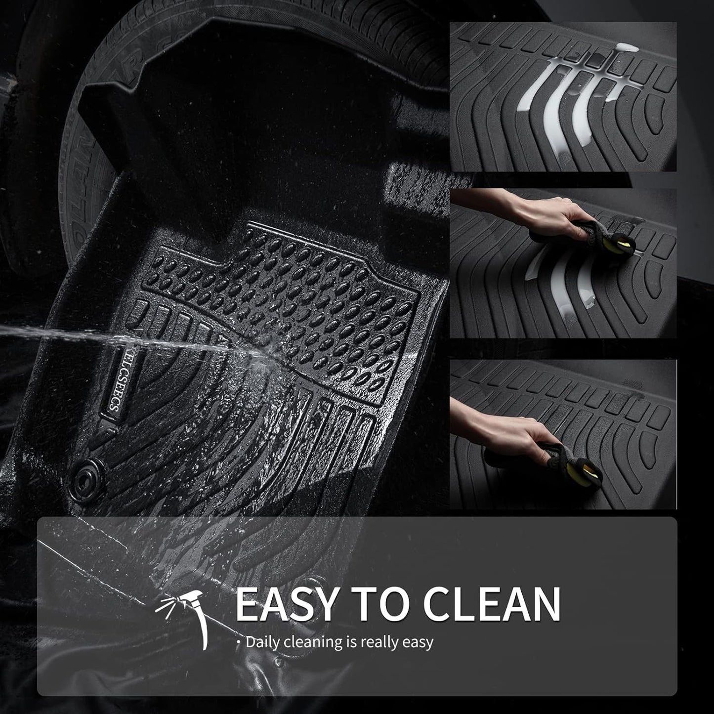 KELCSEECS® Floor Mats Custom Fit for Hyundai Elantra 2025 2024 2023 2022 2021& Elantra N All Weather Protection TPE Heavy Automotive Floor Liners 1st & 2nd Row Full Set Accessories, Black