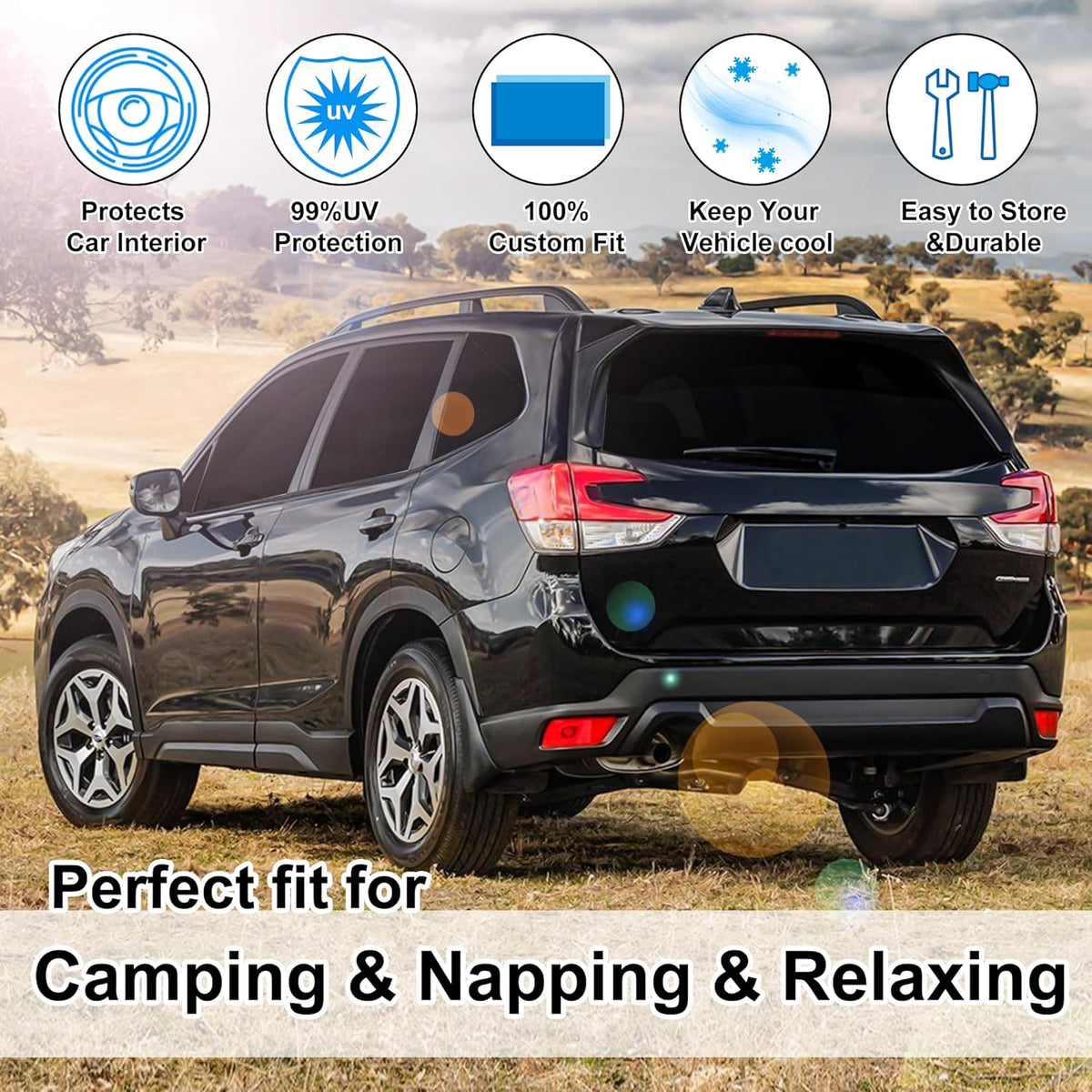 TINGLU Window Shades for Subaru Forester 2019-2024 Accessories Car Side Full Windows Rear Triangular Windshield Sun Shade Sun UV Rays & Privacy Protection for Camping,Napping,and Relaxing 8PCS