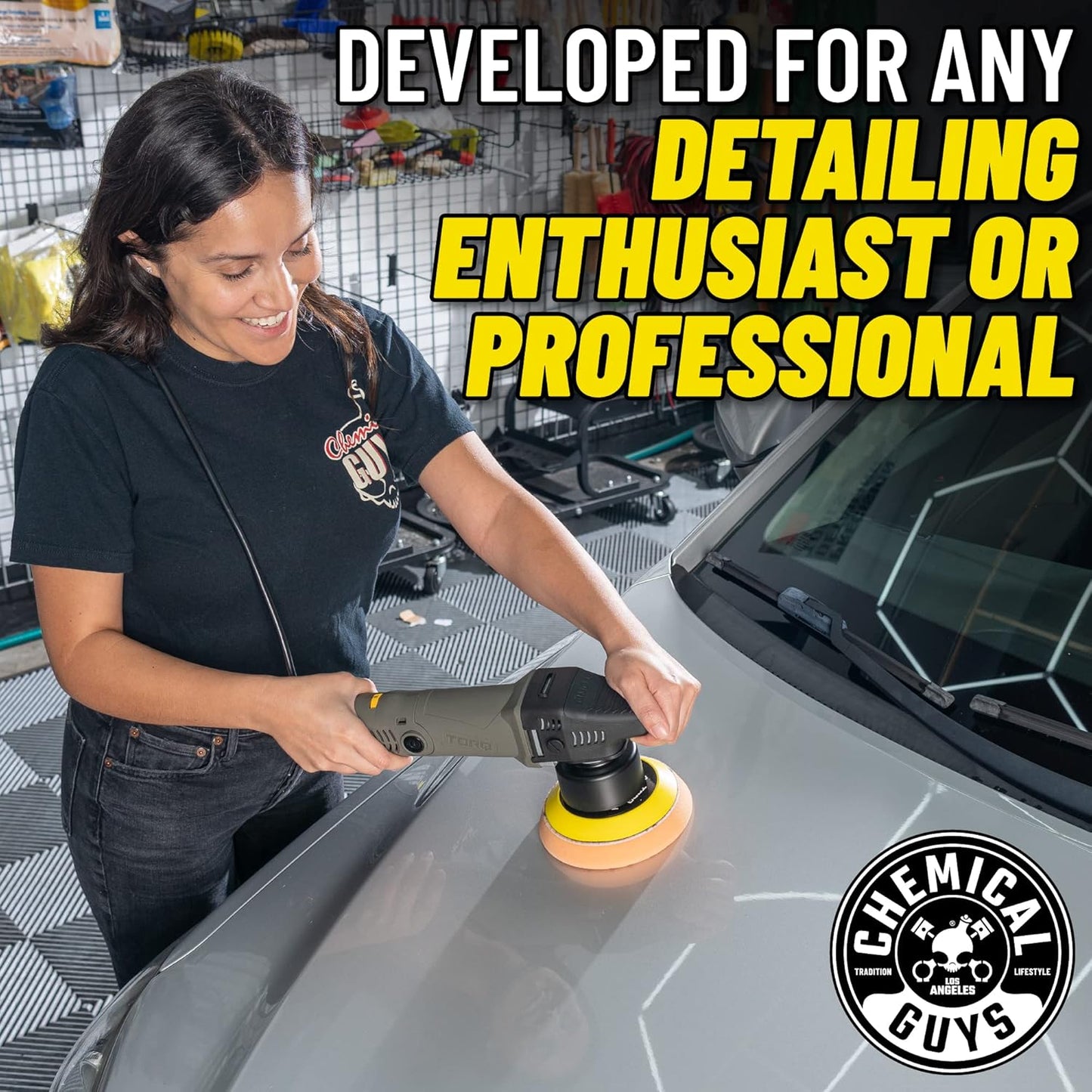 Chemical Guys BUF_209X TORQX Random Orbital Polisher, Complete Detailing Kit with Pads, Pad Cleaner & Conditioner, Towels (Safe for Cars, Trucks, SUVs, & More) 700W, Orbit 8mm - 12 Items