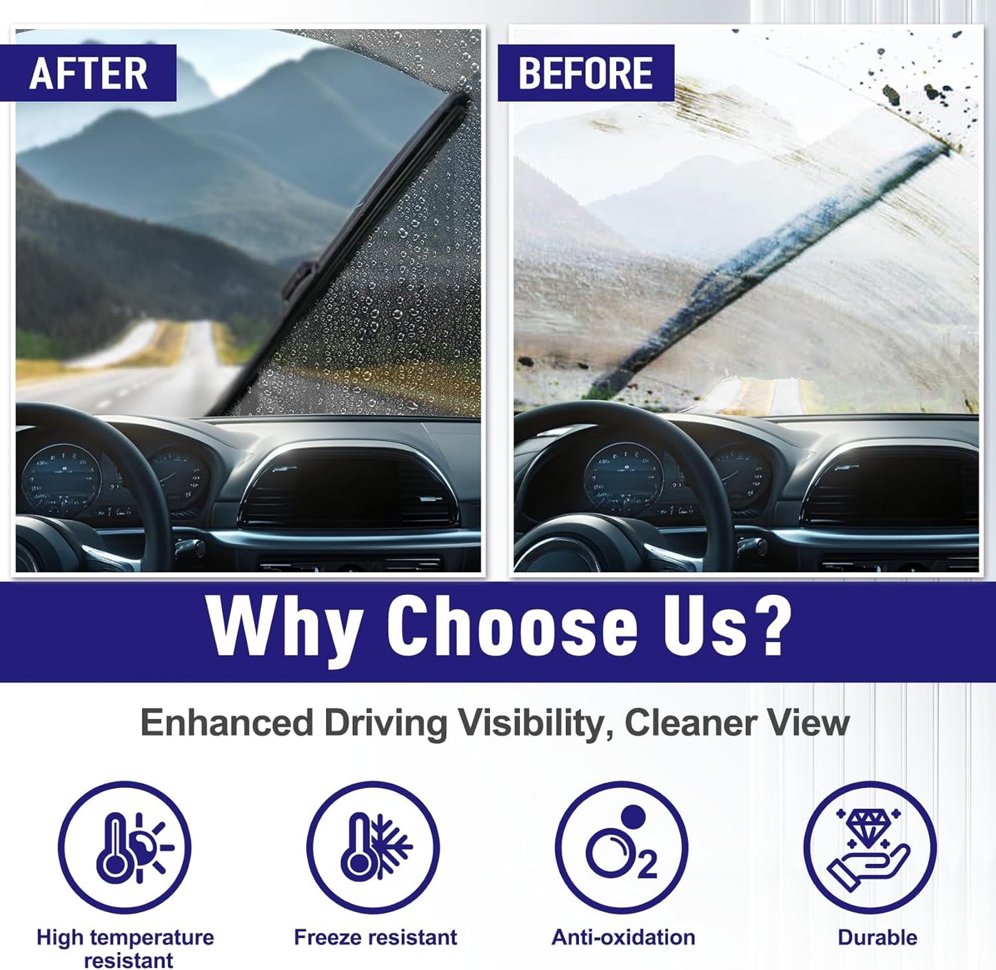 AJK 22 22 and 13 inch Wiper Blades, Premium All Season 3 Pack Driver Side and Passenger Side Front Windshield Wipers Replacement for Chevrolet Tahoe 2015 2016 2017 2018 2019 2020