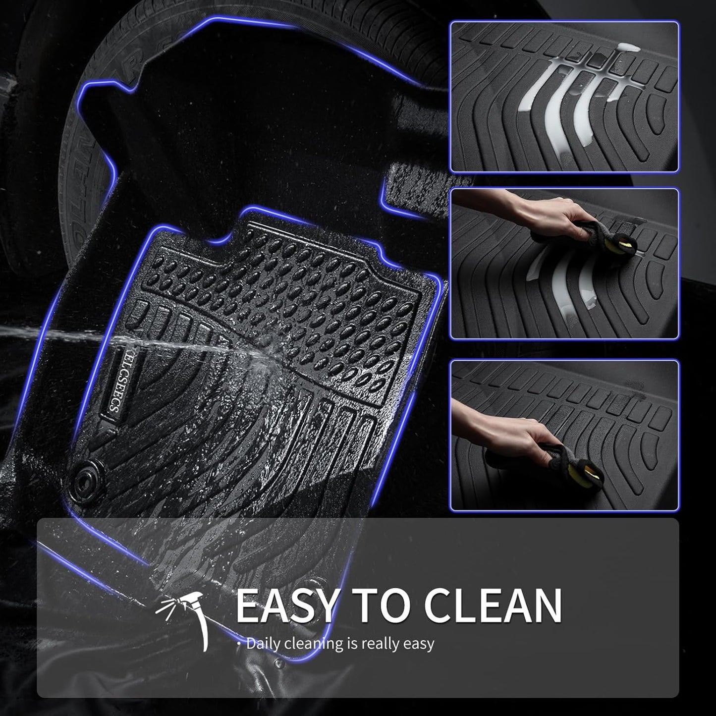 KELCSEECS Floor Mats & Cargo Liner with SeatBack Custom for 2009-2015 Honda Pilot,All Weather Protection TPE Floor Liners Front& Rear Row Full Set Honda Pilot Accessories Black