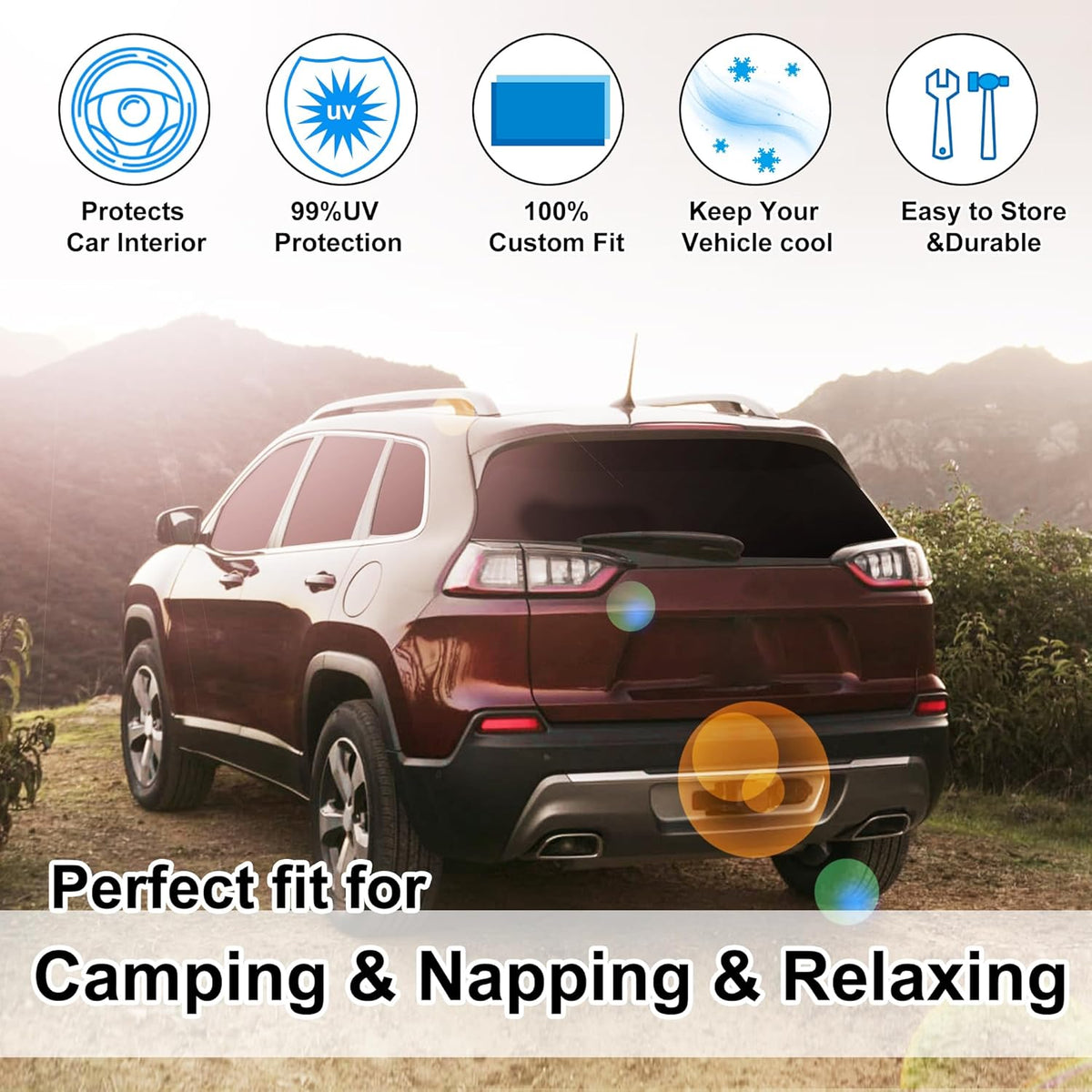 TINGLU 8PCS Window Shades for Jeep Grand Cherokee 2011-2021(NOT for Grand Cherokee L) Accessories Car Side Full Windows Rear Triangular Windshield Sun Shade Sun UV Rays Privacy Protection for Camping
