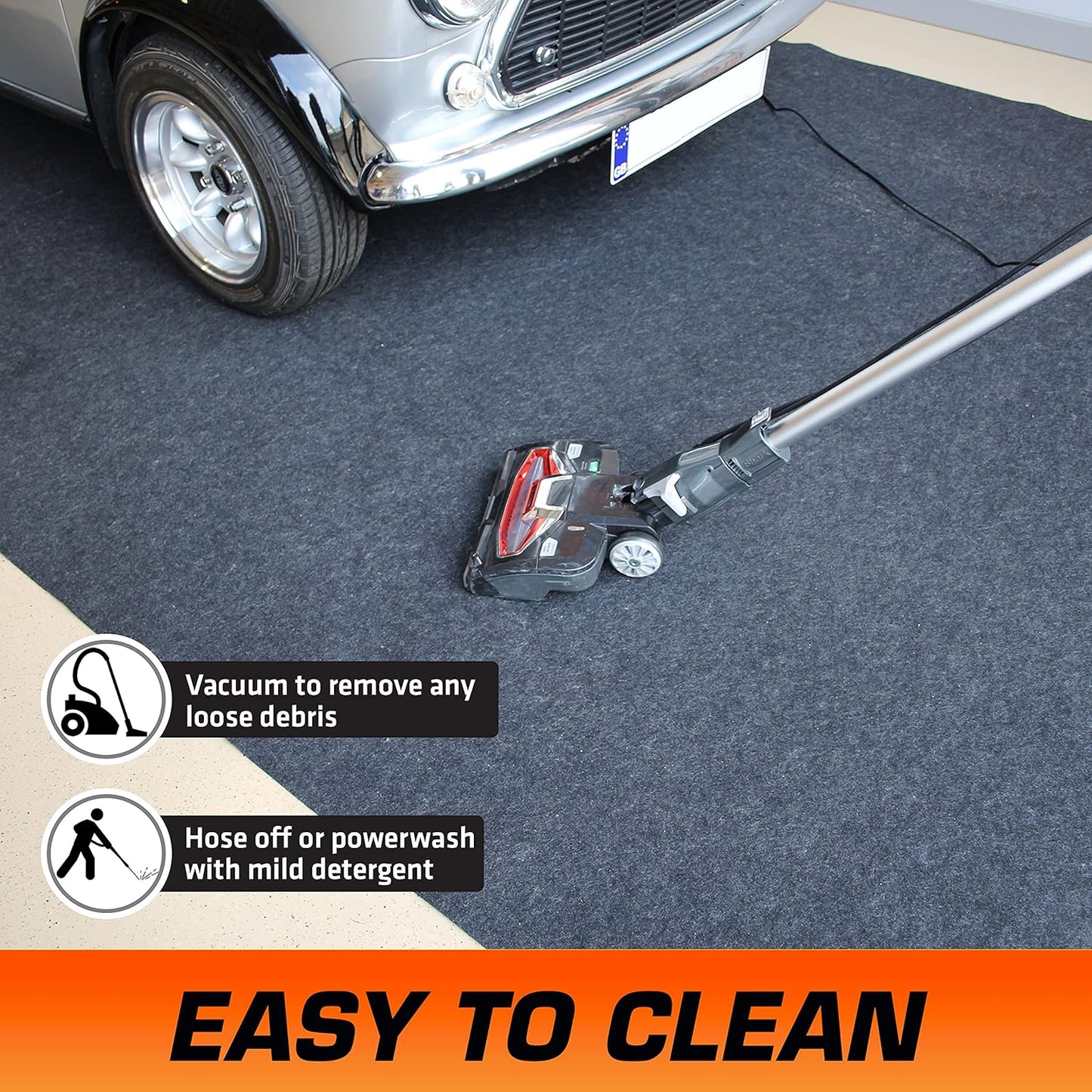 Armor All Original Garage Floor Mat, (17' x 7'4"), (Includes Double Sided Tape), Protects Surfaces, Transforms Garage - Absorbent/Waterproof/Durable (USA Made) (Charcoal)