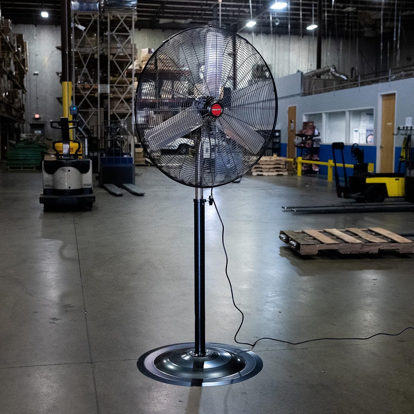 OEMTOOLS OEM24885 30" Oscillating Pedestal Fan, Adjustable Height for Garage, Shop, Gym, Warehouse 9500 CFM Airflow, 3-Speed Enclosed Motor, 3 Aluminum Blades, Dust-Resistant Industrial Purpose