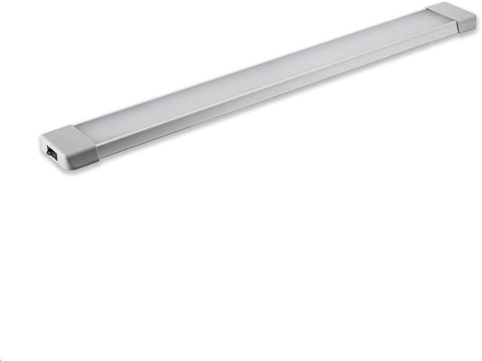 LED Interior Utility Light Fixture 22.4" x 2.6", High Lumen-Output Low Current Draw Energy Efficient, Frosted Lens 6000K Cool-White Even Diffused Beam, On/Off Rocker Switch 12V-24V DC, 1-Pack