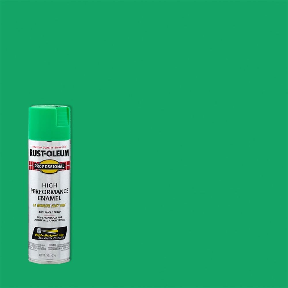 Rust-Oleum 7533838 Professional High Performance Enamel Spray Paint, 15 Oz, Gloss Safety Green