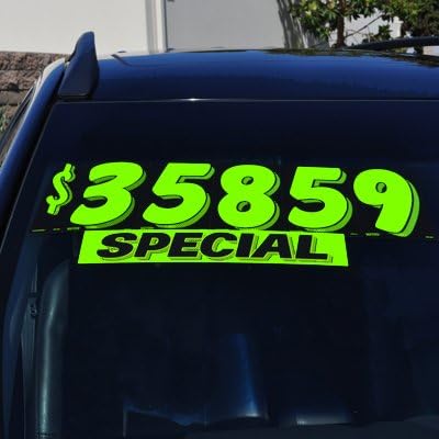 Ez-line Vinyl Windshield Stickers 3 Dozen 15 Inch Chartreuse Slogan Dealership Pro Pack for Car Lots (EZ115-Pack6)