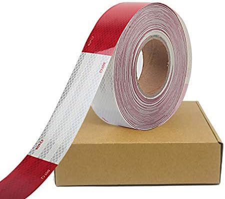 Waterproof Reflective Safety Tape Roll 2"X150' Feet Long Yellow Black DOT C2 Auto Truck Safety Reflector Strips Self-adhesive Conspicuous Safety Hazard Caution Warning Sticker for Vehicle Car TrailerW