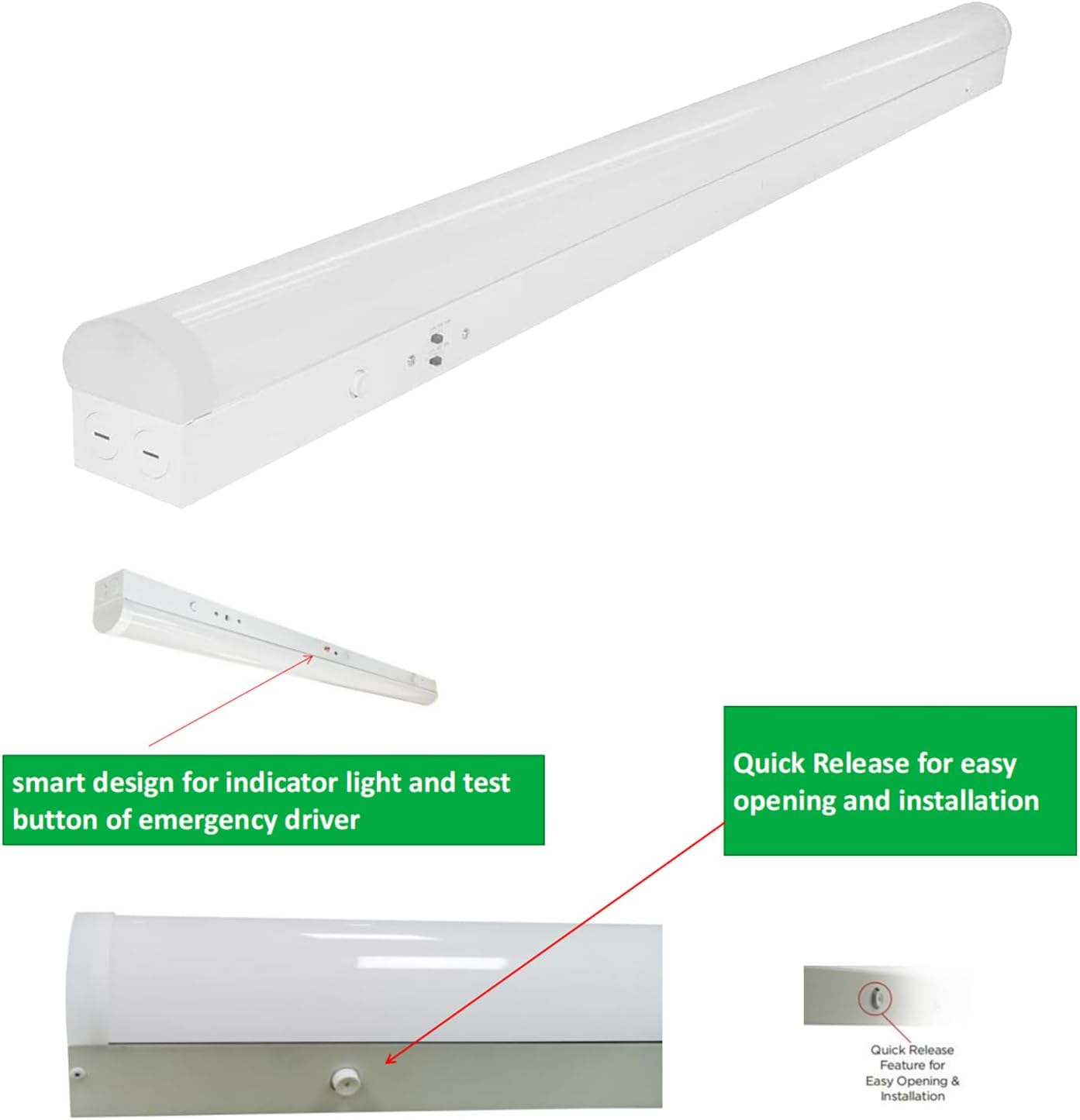 8FT LED Linear Strip Light Fixture, 8 Foot LED Shop Lights 64/75/90W 35/40/5000K CCT Selectable,Surface Mount and Hanging Ceiling Lighting Fixture for Garage, Warehouse, Workshop, Supermarket (4)